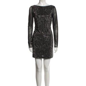 NWT PINKO ITALY MADE Women's Mini Dress MEDIUM Black BERCY ABITO Sheer Open Back